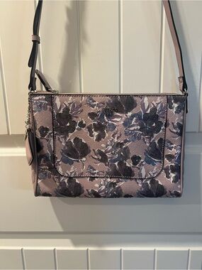 GUESS Floral Crossbody Bag in Light Pink with Black Accents